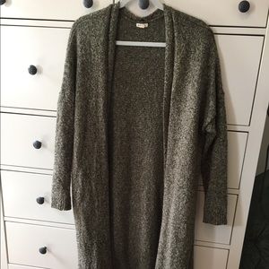 Long olive cardigan
